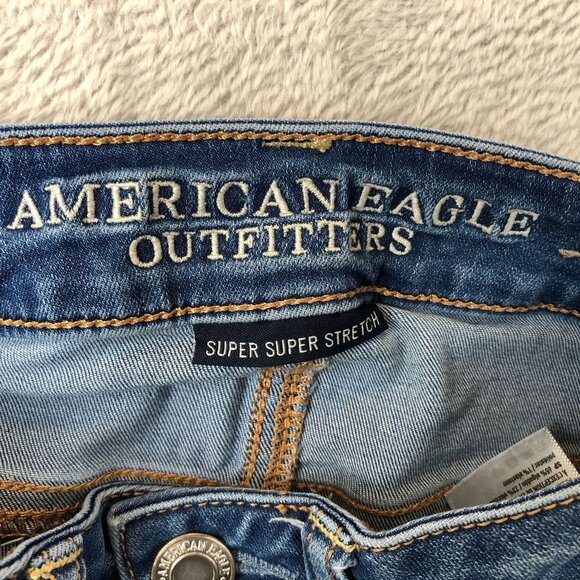 American Eagle Outfitters Womens Jeans Size 00 Blue Denim Distressed Jeggings - Picture 5 of 13